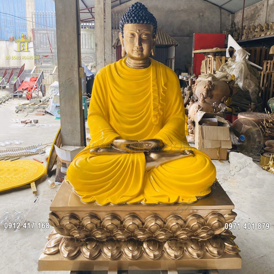 Tượng đồng Phật Thích Ca ngồi bệ sen cao 2m